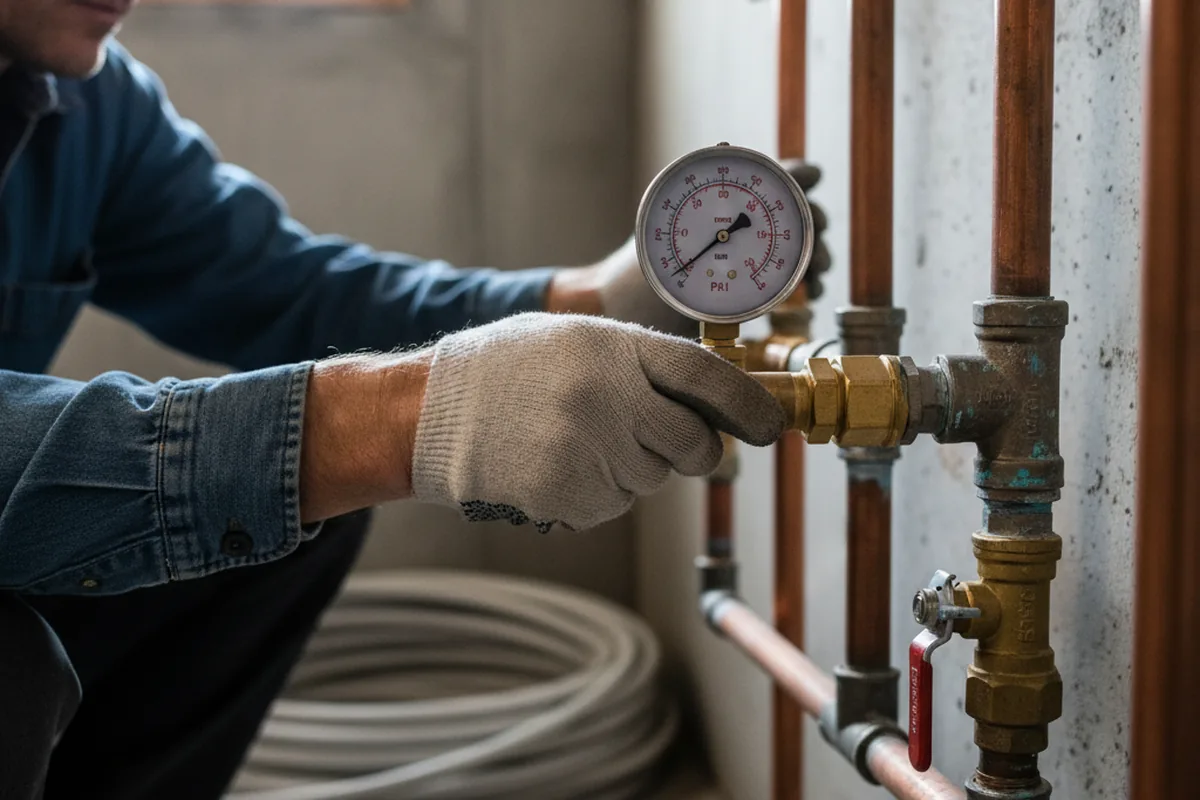Pressure testing a repaired line during Water Line Repair in Boxborough